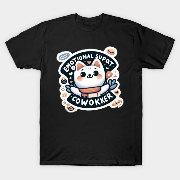Emotional Support Coworker Kitty Cat T-Shirt by DesignByKev